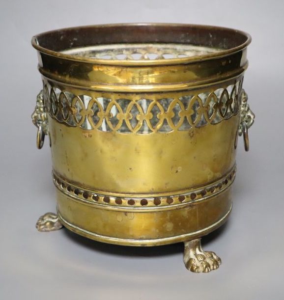 A Victorian brass jardiniere, height 17cm